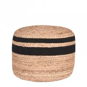 Label51 Puf Trenzado Yute Negro Y Natural
