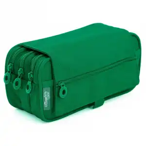 OfficeBox Estuche Escolar Triple Portatodo de Alta Capacidad con Tres Cremalleras Verde