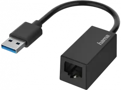 Adaptador - Hama 00200325, De USB a RJ45 Ethernet Gigabit V2, 1 Gbit/s, Negro