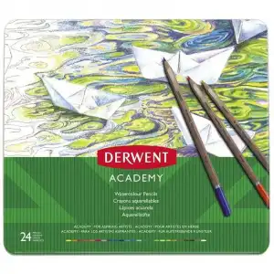 Derwent Academy Caja metálica de 24 Lápices Acuarelables
