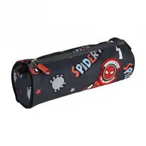 Estuche Escolar Cilíndrico Spiderman Negro (8 X 8 X 23 Cm)