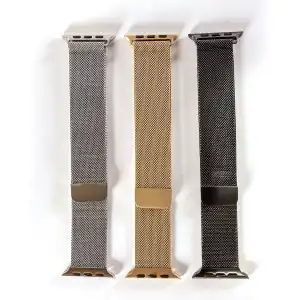 Friendly License - Pack 3 Correas Milanesa Para Apple Watch 42/44/45 Mm Plata,Negra, Oro