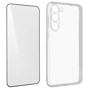 Carcasa Para Samsung Galaxy S23 Plus Silicona Cristal Templado 9h Contorno Negro