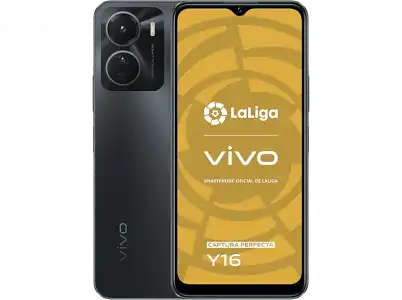 Móvil - vivo Y16, Elegant Black, 128GB, 4GB, 6.51" HD, Helio P35, Doble cámara 13MP, 5000mAh, Dual SIM, Android