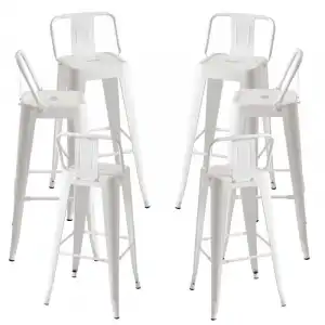 Packs Taburetes Altos - Pack 6 Taburetes Torix Respaldo - Blanco