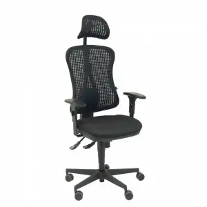 Piqueras y Crespo Agudo Silla Sincro Malla Asiento Tela Brazos Regulables con Cabecero Negro
