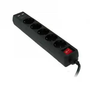 3Go Regleta de Protección 5 Tomas + 2 USB 1.5m