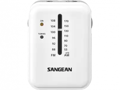 Radio portátil - Sangean 320 SSR32W, AM/FM, Jack 3.5 mm, Blanco