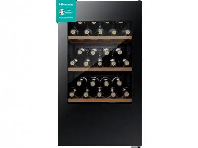 Vinoteca - Hisense RW12D4NWG0, 5-20°C, 30 botellas, Control táctil, Silencioso, Negro