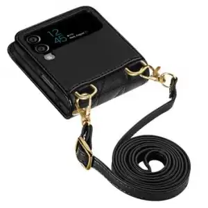 Carcasa Folio Samsung Z Flip 3 De Cuero Plegable Con Bandolera Ringke Negro