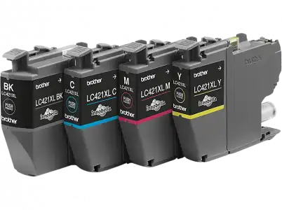Cartucho de tinta - Brother LC421XLVAL, Pack 4, 500 páginas cada color (BK/C/M/Y)ISO/IEC 24711, Modo ahorro