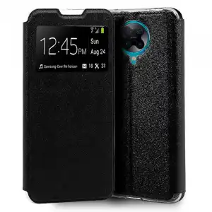 Cool Funda Flip Cover Liso Negro para Xiaomi Pocophone F2 Pro