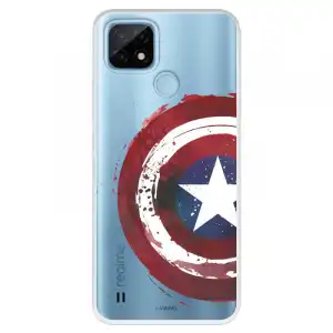 Funda Para Realme C21 Oficial De Marvel Capitán América Escudo Transparente - Marvel