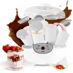 Duronic Ym2 Yogurtera Con Temporizador 20 W Con 8 Tarros Para Yogurtera De 125 Ml, Panel De Control, Autoapagado, Máquina Para Elaboración De Yogur