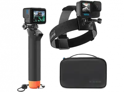 Kit accesorios cámara deportiva - GoPro Adventure 3.0, 3 accesorios, Con maletín de transporte, Negro