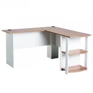 Homcom Mesa Esquinera Oficina 136x130x72cm Blanca/Madera