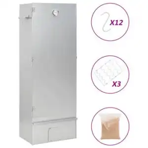 Horno Ahumador Astillas Madera Acero Galvanizado 44,5x29x110 Cm Vidaxl