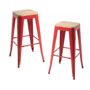 Packs Taburetes Altos - Pack 2 Taburetes Torix Madera Natural - Rojo
