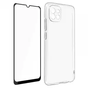 Carcasa Samsung Galaxy A03 Silicona Flexible Film Cristal Templado 9h