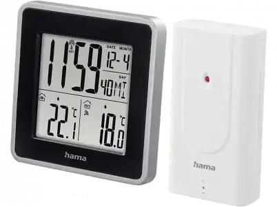 Estación meteorológica - Hama ESW Intro, Temperatura interior y exterior, Hora, Calendario, Alarma, Negro