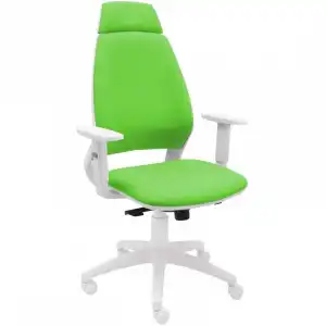 La Silla de Claudia 4U Silla Ergonómica Blanca Profesional Para Oficina Brazos Regulables Cabezal Verde Pistacho