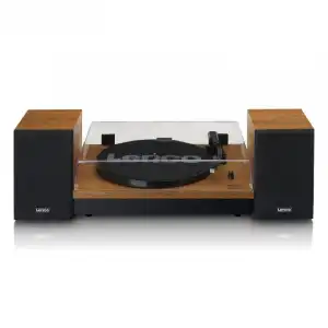 Lenco LS-310WD Tocadiscos Bluetooth con 2 Velocidades Madera + Altavoces Independientes 20W