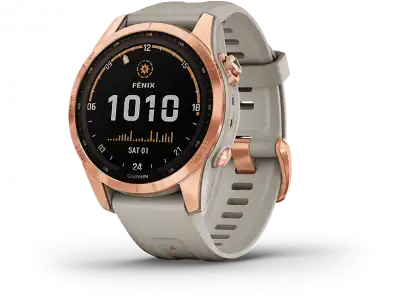 Reloj deportivo - Garmin Fēnix 7S Solar, Blanco Rose Gold, 19.44 cm, 1.2 ", Connect, Control táctil, WiFi