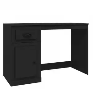 Vidaxl Escritorio Con Cajón Madera Contrachapada Negro 115x50x75 Cm