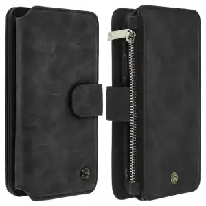 Avizar Funda Monedero de Piel Sintética Negra para Apple iPhone X/XS
