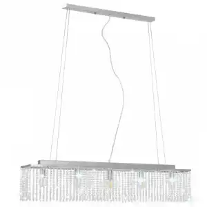 VidaXL Lámpara de Techo Cuentas de Cristal 5xE14 104cm Plateado