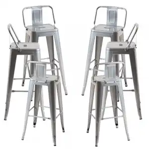 Packs Taburetes Altos - Pack 6 Taburetes Torix Respaldo - Gris metalizado