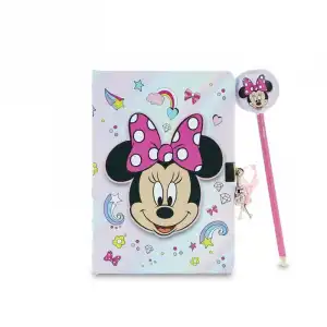 Minnie Mouse Laugh-caja Regalo Con Diario Con Llave Y Lápiz Fashion, Rosa