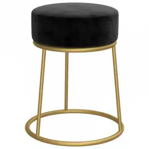 Vidaxl Hocker Redondo Negro Terciopelo Negro
