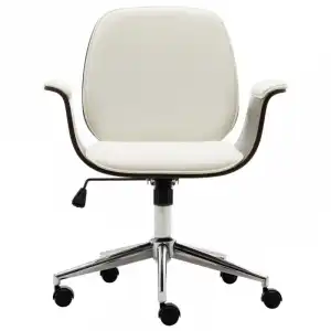 VidaXL Silla de Oficina Madera Curvada Blanca