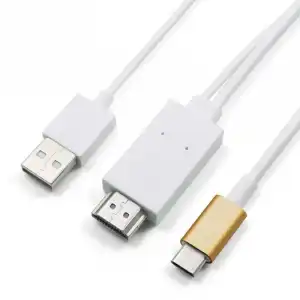 OcioDual Cable Adaptador 4K de USB Tipo C a HDTV con Alimentación Blanco para PC Portátiles TV