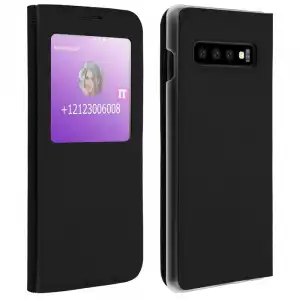 Avizar Funda Libro con Ventana Negra para Samsung Galaxy S10 Plus