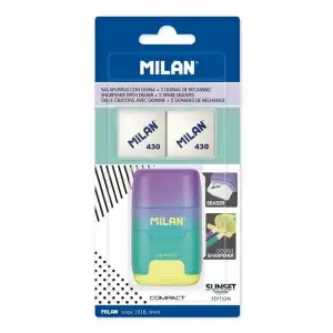 Milan Compact Sunset Sacapuntas Doble con Goma + 2 Recambios