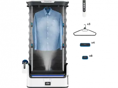 Robot de planchado - Rowenta Care For You YR4050D1, 1800 W, 2 L, Cuidado la ropa, y desinfección automáticos, Blanco gris
