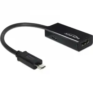 Delock 65437 Adaptador de Vídeo MHL Macho a High Speed HDMI Hembra + USB Micro B Hembra
