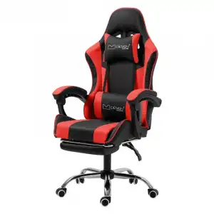 ML-Design Silla Gaming Giratoria Ajustable 121-128cm Negra/Roja