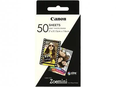 Papel fotográfico - Canon 3215C002, Para Zoemini, Adhesivo, 50 impresiones, Blanco