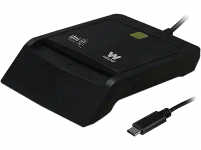 Lector DNI electrónico - Woxter PE26-171, USB-C, Compatible Smart Cards, 3.0 y 4.0, Negro