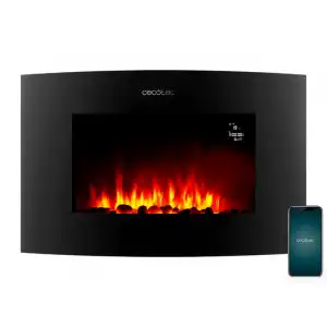 Cecotec ReadyWarm 3550 Curved Flames Connected Chimenea Eléctrica WiFi 2000W con Mando a Distancia