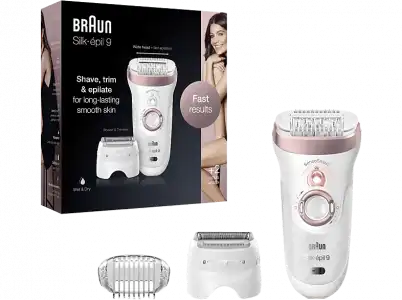 Depiladora - Braun Silk-épil 9-730, Tecnología Micro-Grip, Luz Smartlight, Wet&Dry, 3 en 1