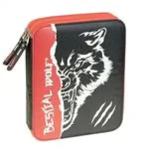 Plumier lápices Doble Busquets Bestial Wolf Negro