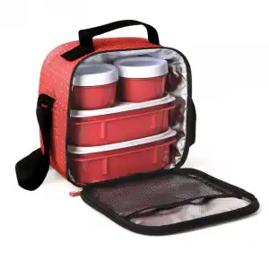 TATAY Urban Food Casual Bolsa Térmica Porta Alimentos 3L con Recipientes Dots Rojo