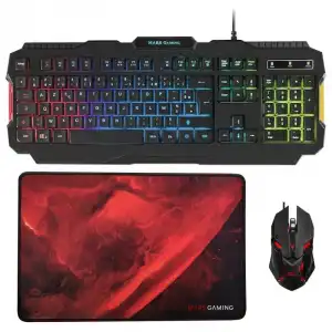 Mars Gaming MCP118 Combo Gaming RGB Teclado Layout Francés + Ratón + Alfombrilla Negros