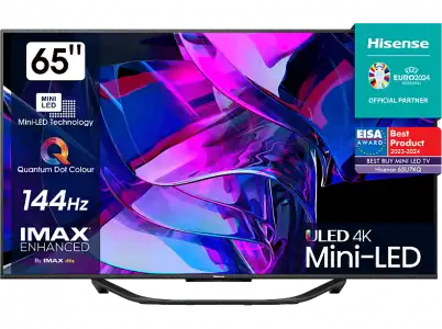 TV Mini LED 65'' - Hisense 65U7KQ Smart UHD 4K, Quantum Dot Colour, Modo Juego 144Hz, Full Array Local Dimming, Hi-View, Dolby Vision IQ & Atmos