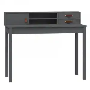Vidaxl Escritorio De Madera Maciza De Pino Gris 110x50x93 Cm