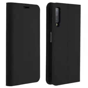 Avizar Funda de Cuero Negra para Samsung Galaxy A7 2018
